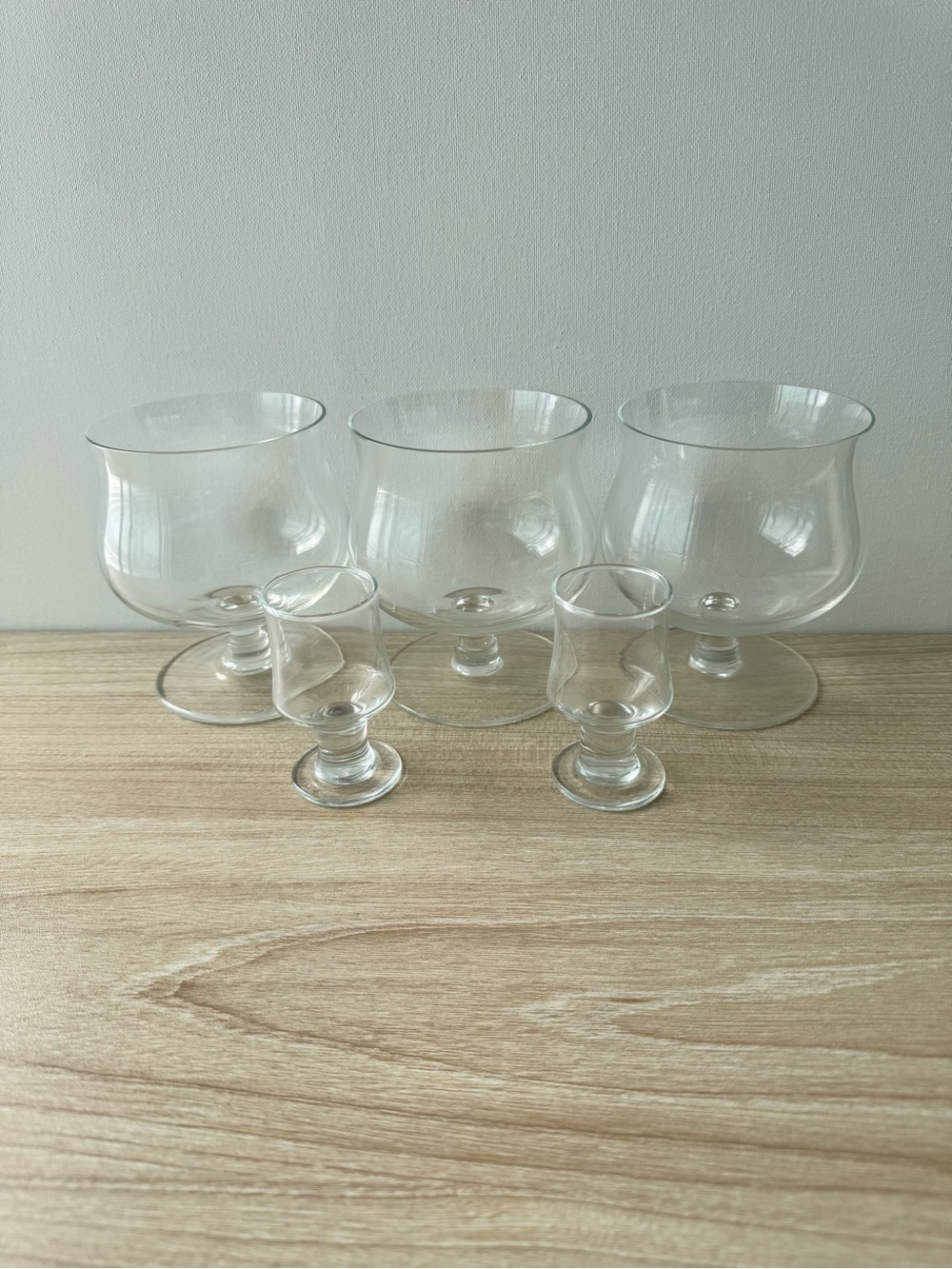 Vintage Glass Barware Lot 5 Brandy Snifters Cordial Glasses Bar Cart Decor